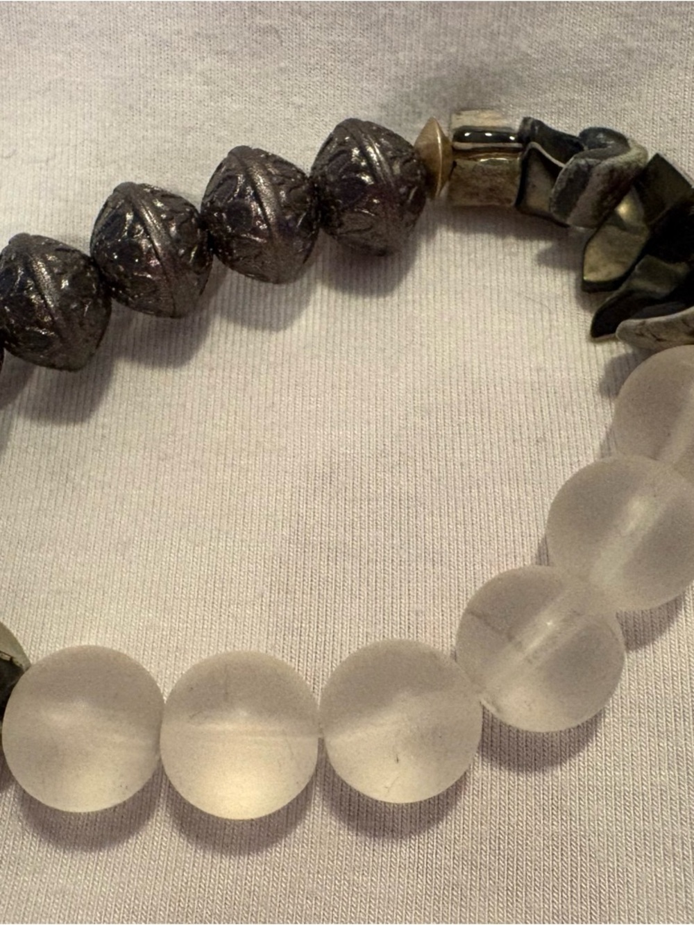 Plunder Frosted Clear and Gunmetal Bead Bracelet